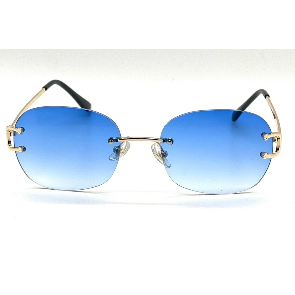 Sunglasses Blue Lens Gold Light Weight Retro Classic Men Style Gangs Stylish Hot